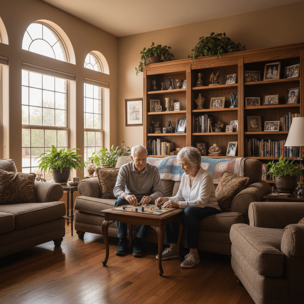 Residents enjoying time together in comfortable living space