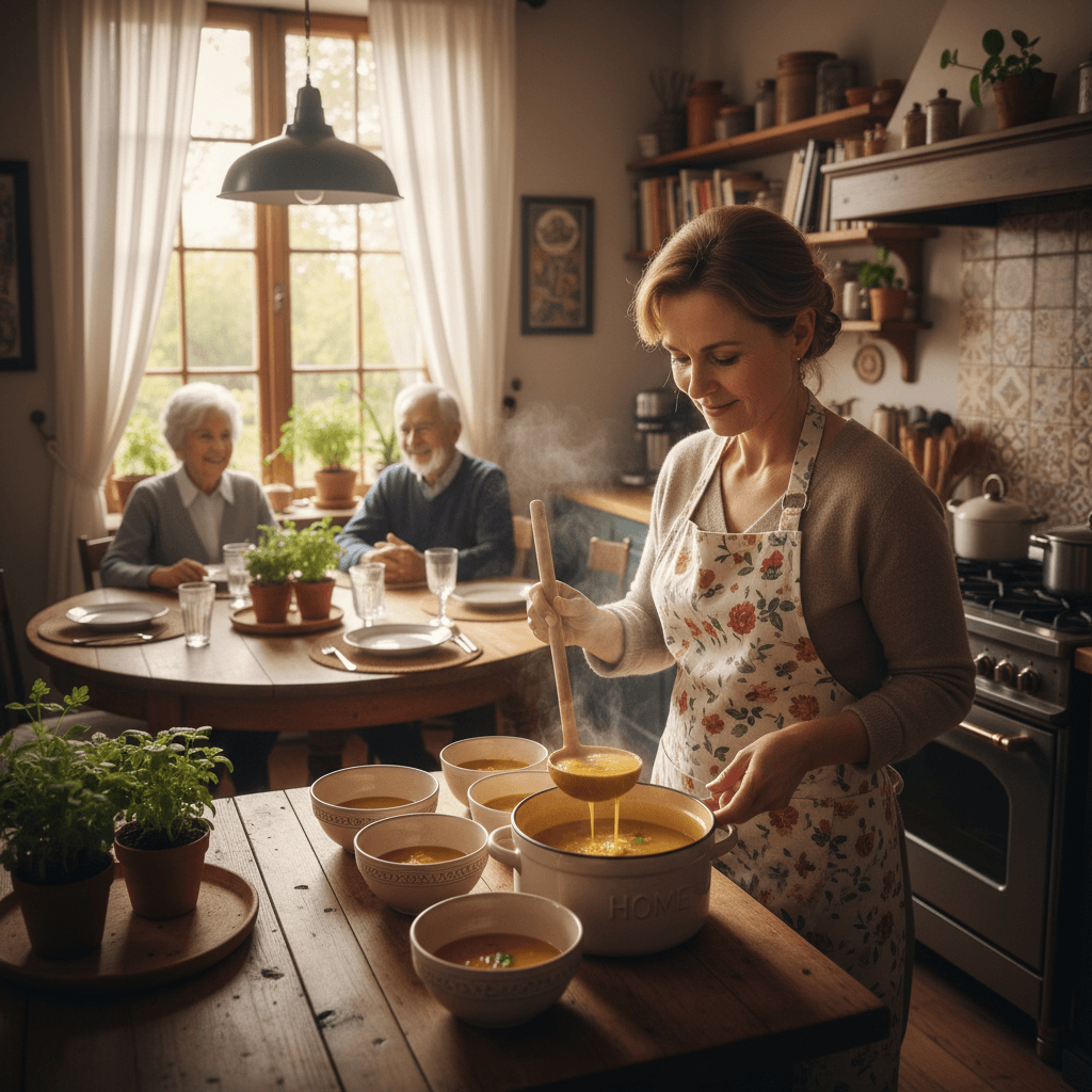 Household cook preparing a meal